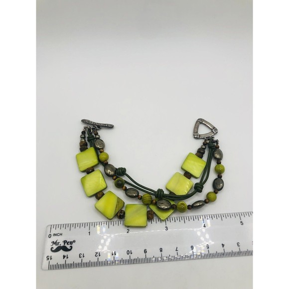 Silpada Sterling Silver Bracelet~Green Mother of Pearl ~Leather ~PyriteTiger Eye - Picture 9 of 12